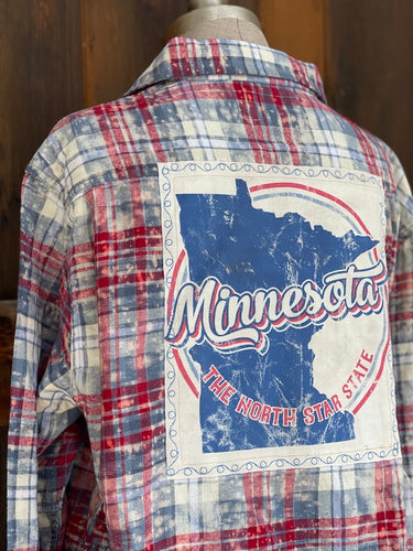 Minnesota North Star State Flannel- Red, White & Blue